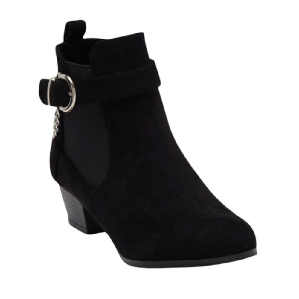 NWT NIB Chase & Chloe Chain Strap Chelsea Boot Black Faux Suede New size 10